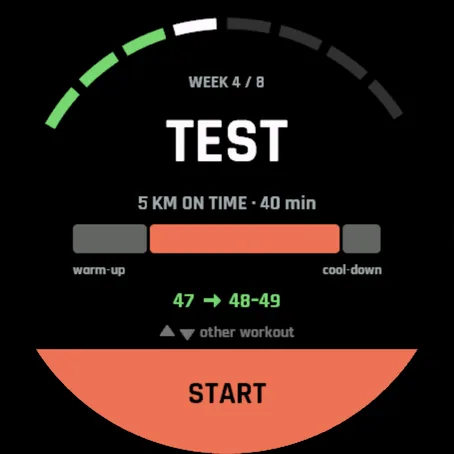 Week 4 of 8: TEST, 5 km on time, 40 min